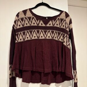 Burgundy and Cream Sweater